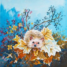 Wooden Jigsaw Puzzles For Adults - Hedgehog in Autumn 50 Piece Mini Puzzle 