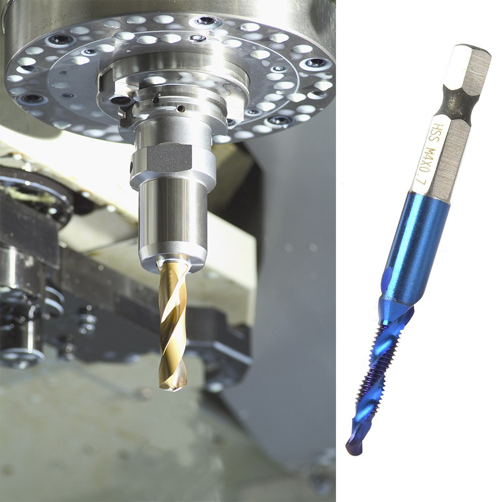 High Speed Steel Plated Blue 6.35mm Hex Shank Tap Drill Bit HSS Compound Tap