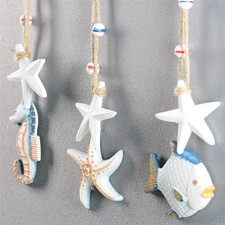 3Pcs Wooden Seahorse/Star/Fish Wall Hanging Decor, Farmhouse Rustic Coastal The