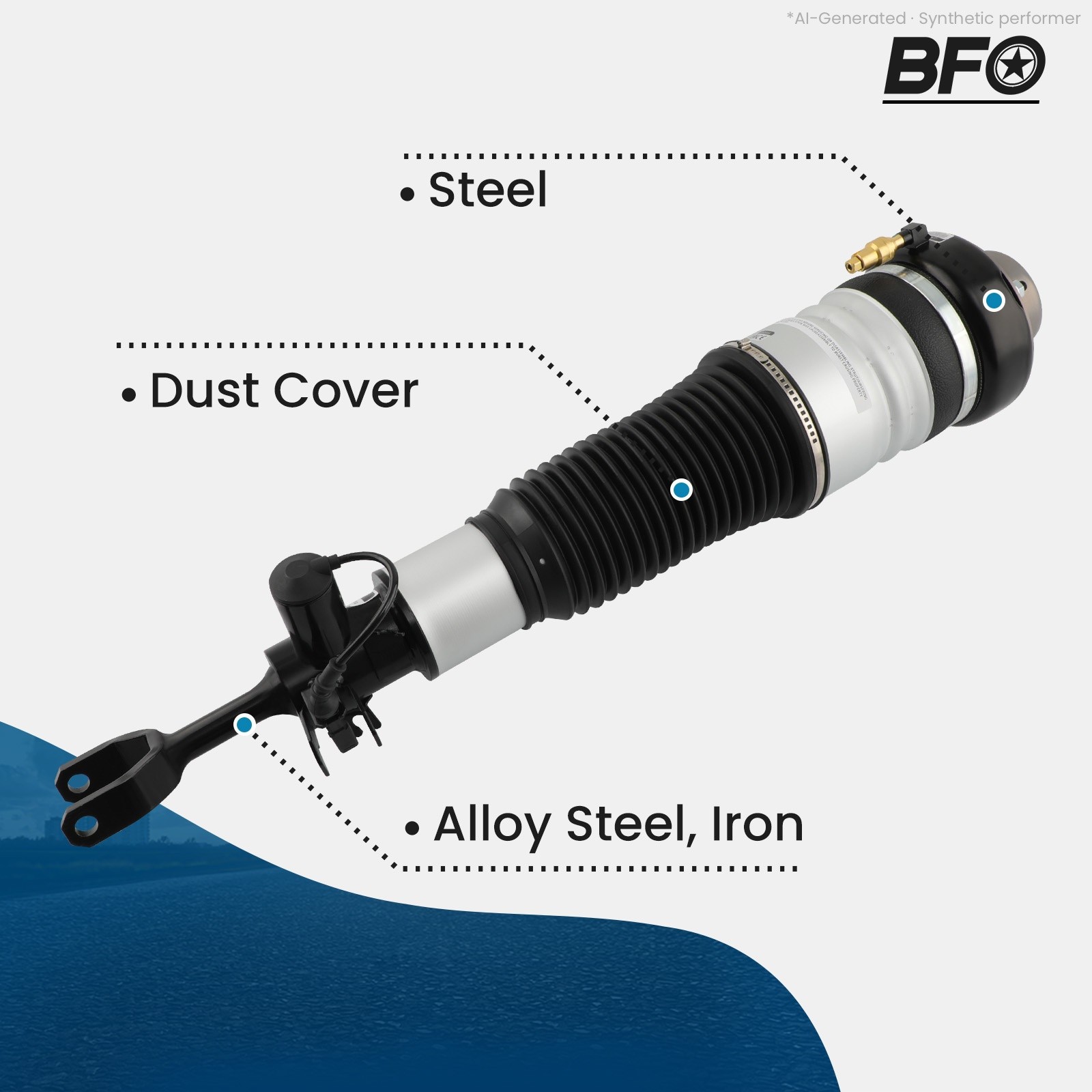 Puntone sospensione ammortizzatore aria anteriore destro per audi a6 allroad 2008 4fh c6 3.0 tdi foto 3