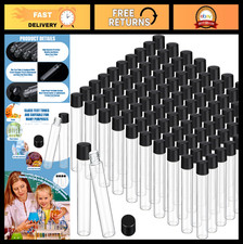 200 Pcs Clear Glass Test Tubes with Black Screw Caps - 30ml Vials for Lab, Plant