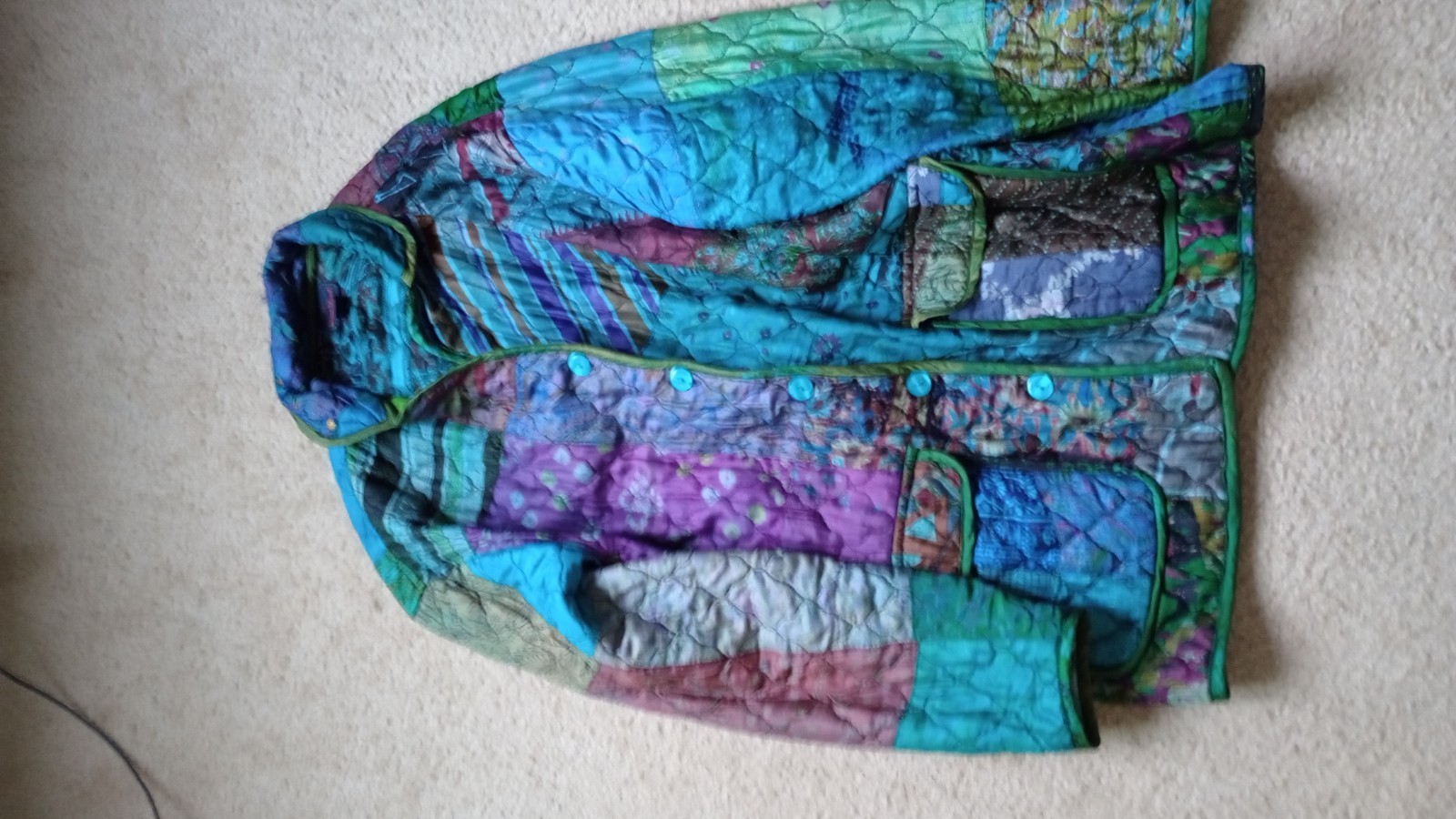 Sacred Threads Patchwork Quilted Button Multicolo… - image 1