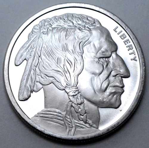 1 OZ 999 FINE SILVER ROUND INDIAN HEAD BUFFALO LIBERTY GOLDEN STATE MINT, NR !