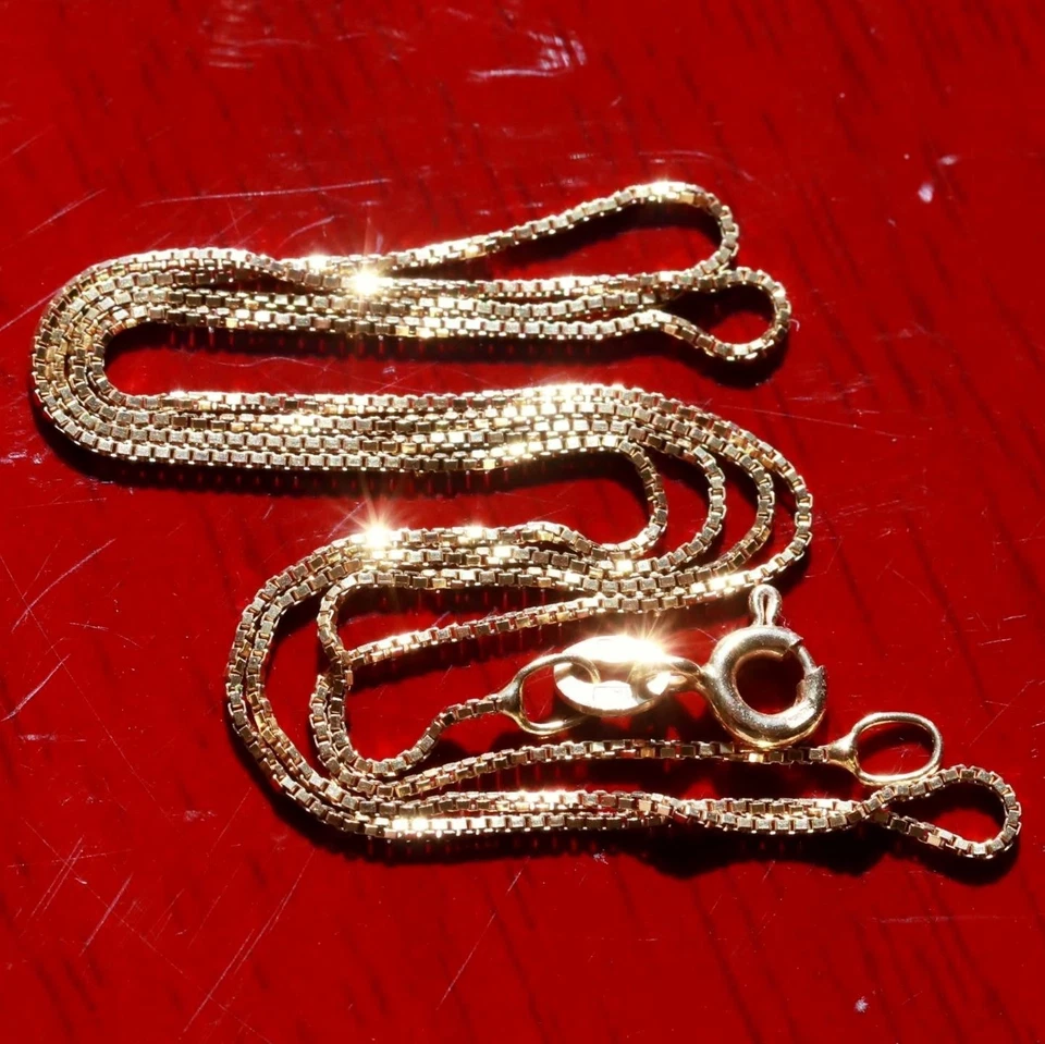 Collar Oro Amarillo 14k Italiano 18.0" Caja Eslabón Cadena Vintage 1.45gr UnoAerre Foto 3 de 4