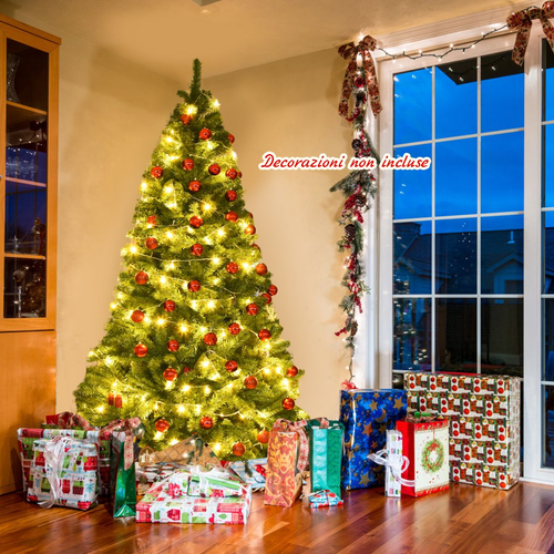 Albero Di Natale Con Aghi in PVC Struttura Con Cerniere Base Di Metallo, Albero - Foto 8 di 12