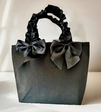 New Cute Insulated Lunch Bag Tote Cooler Lunch Box Black Bow Women Girl Gift