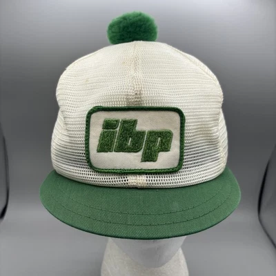 VTG K-Products IBP ibp Short Bill Pom All Mesh Trucker Hat USA - Image 1 of 4