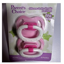 Parents Choice Silicone Orthodontic Pacifiers 2 Pack Pink 3-18 Months BPA Free