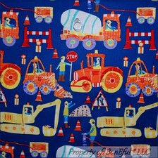 BonEful FABRIC FQ Cotton Blue Red Monster Tractor Truck Construction Vehicle Boy
