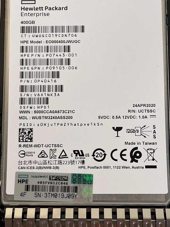 HPE 400GB 12G SAS WI SFF 2.5 SSD SC 7 TBW 10 DWPD Write Intensive 99.8%+ DS 15mm - Image 4 of 4