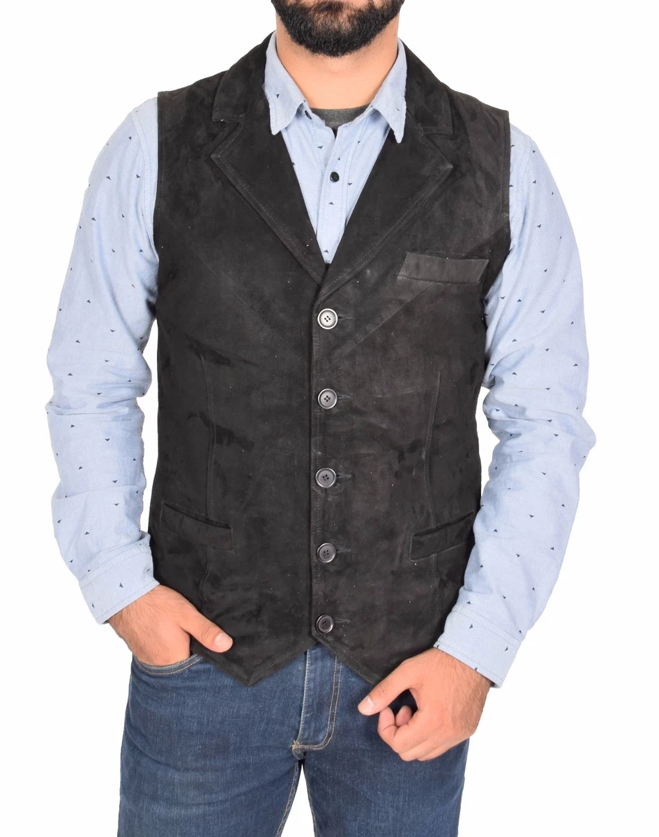 Mens black suede best sale waistcoat