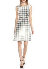 NEW NINE WEST IVORY BLACK BELTED CAREER SHEATH DRESS SIZE 14 $89