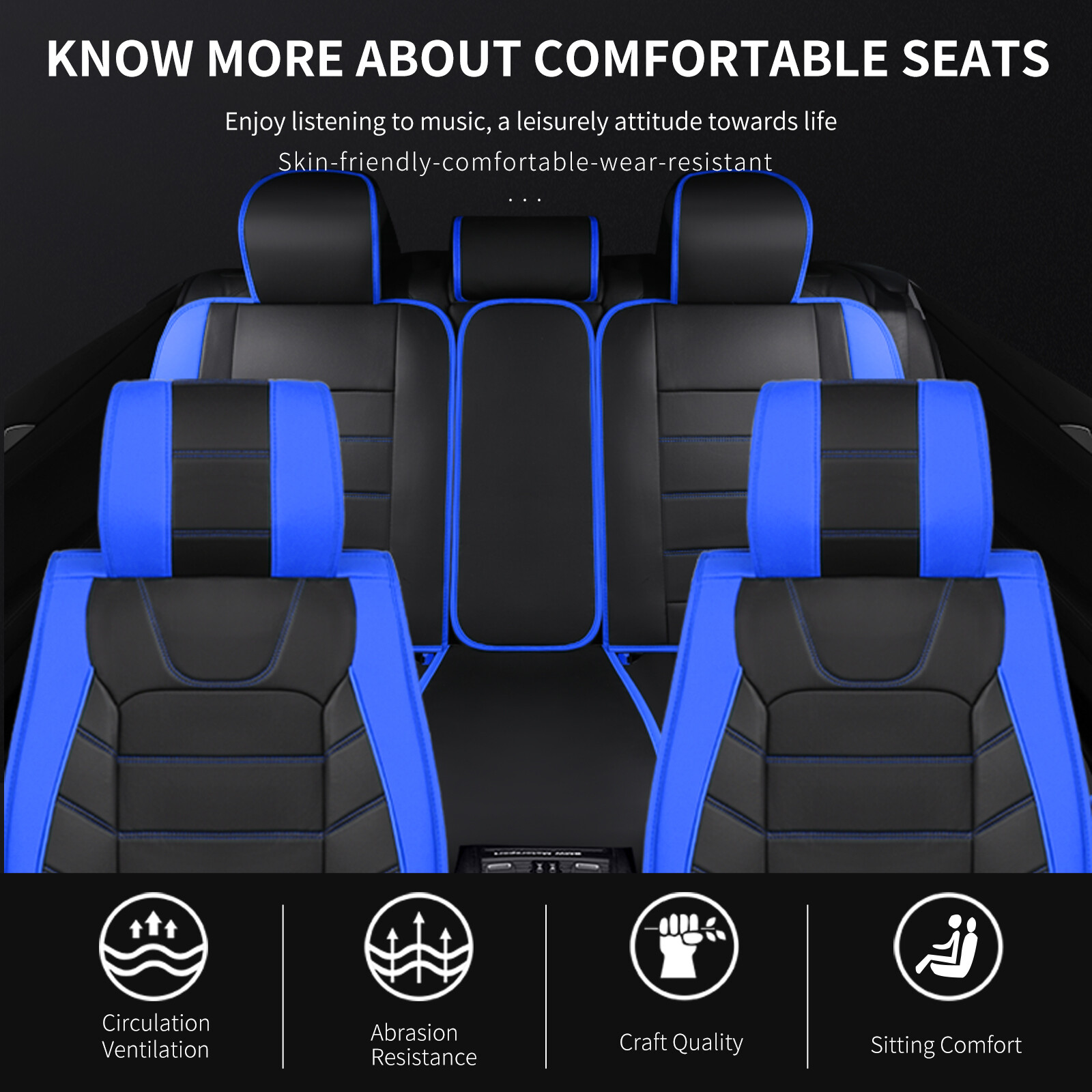 Full Set PU Leather Car Seat Covers For Toyota (5-Seats) - Front & Rear, Anti-Slip & Waterproof