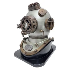 18" Diving Divers Helmet Silver Scuba US Navy Mark V Marine Deep Sea Base Décor