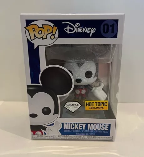 Funko Pop Disney #01 Mickey Mouse Diamond Collection Hot Topic Exclusive -- New