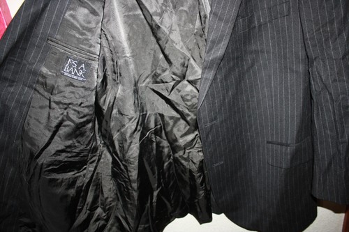 Mens Black Wool Blazer Pinstripe 2 Button Front Single Jos A Bank Size 48R - Picture 7 of 7