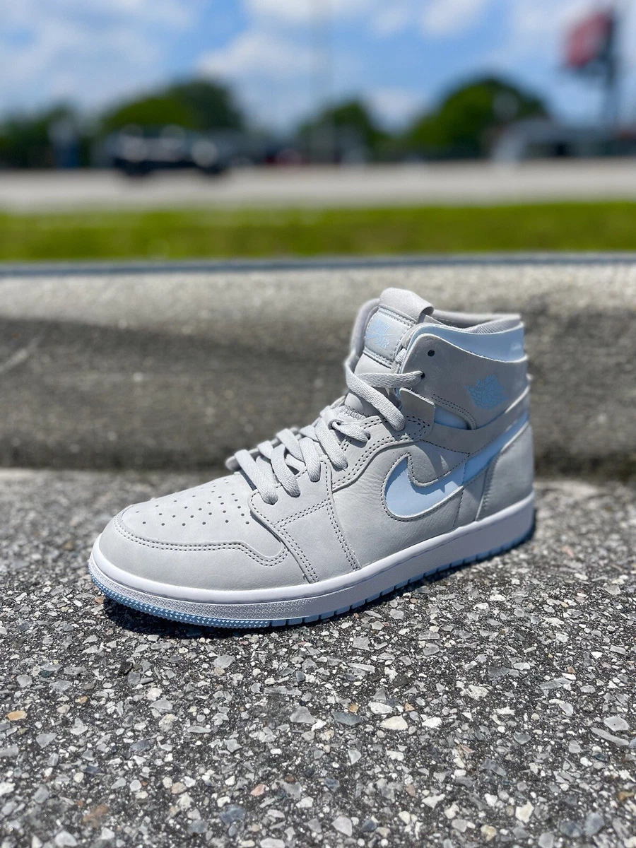 Jordan 1 Zoom Comfort High Cool Grey Light Blue W for sale | eBay