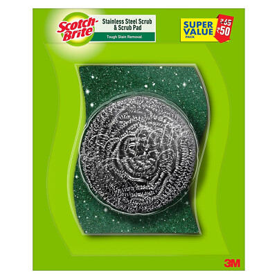 Scotch-Brite Edelstahl-Schrubber mit 1 Scheuerpad-Kombination - kostenloser V...