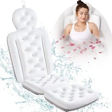 Full Body Bath Pillow for Bathtub, Thick Bathtub Cushion 51" x 16", White