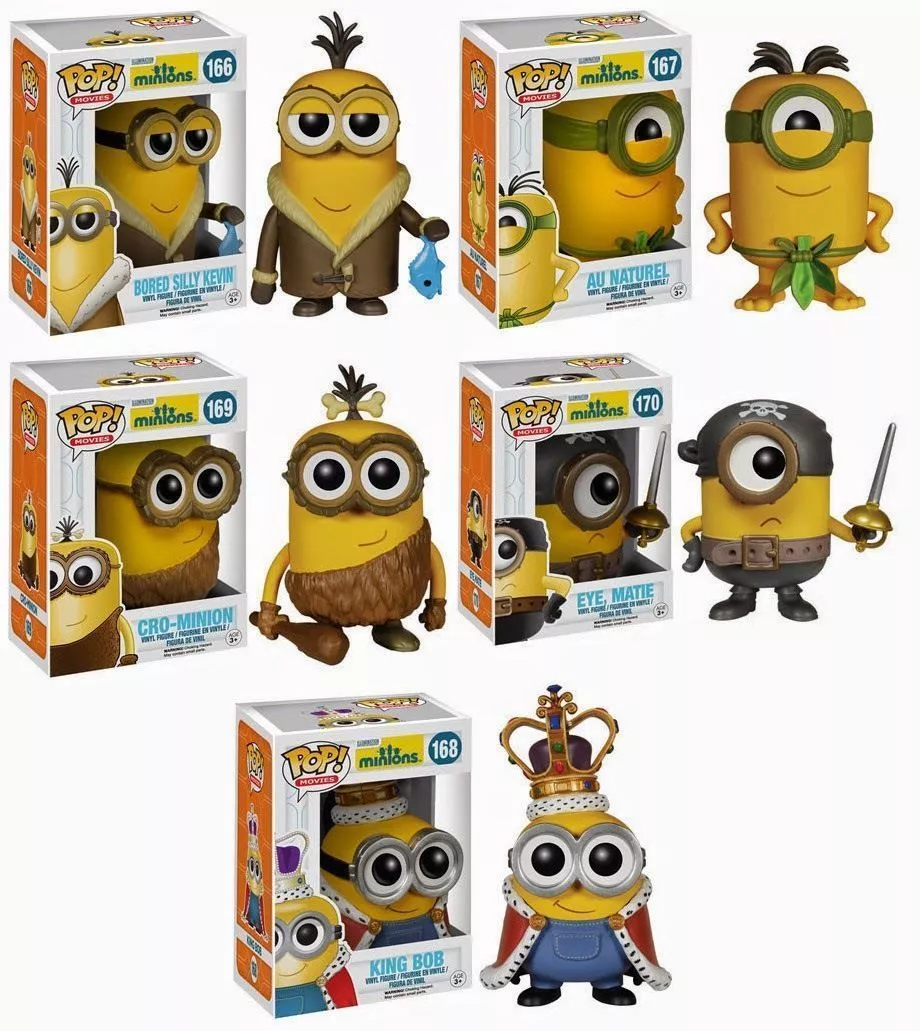 Funko Pop Minion Movies set of 5 Kevin Bob Cro Minion Au Naturel Aye Matie