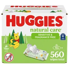Huggies Natural Care Sensitive Baby Wipes 56 Count Unscented Plant Based Wipes