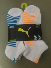 New Mens Puma 6 Pair Cushioned Low Cut Athletic Socks.