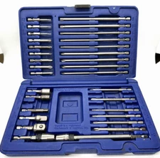 Irwin Tools Long Screwdriver Magnetic Power Bit Driver Set Lot Torx Blue Case