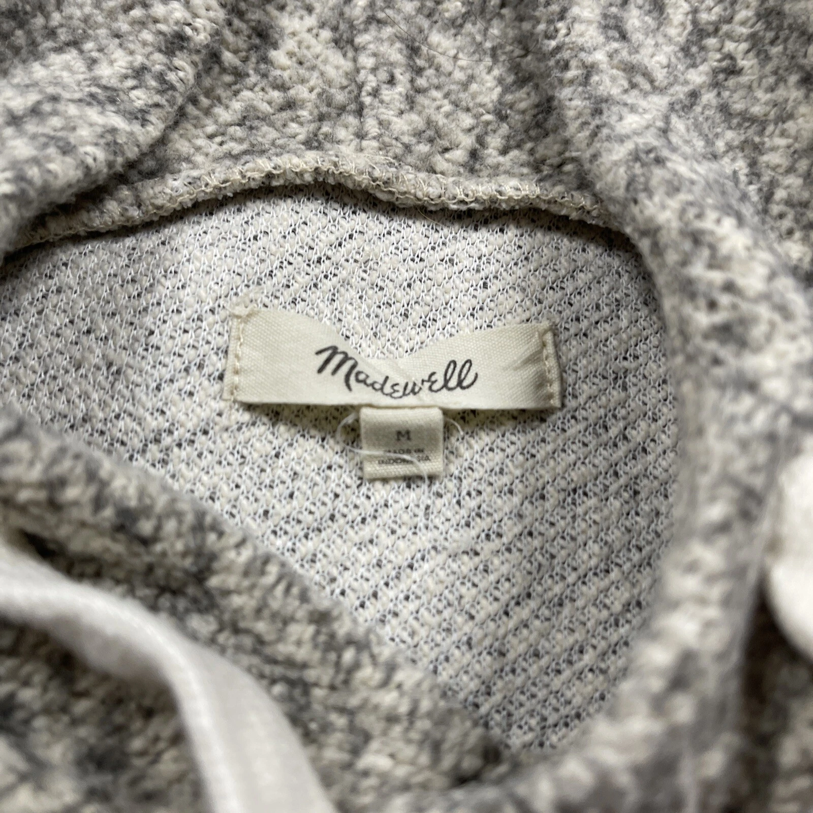 OFF WHITE Felpa con cappuccio Madewell donna manica trapuntata grigio avorio grigio medio