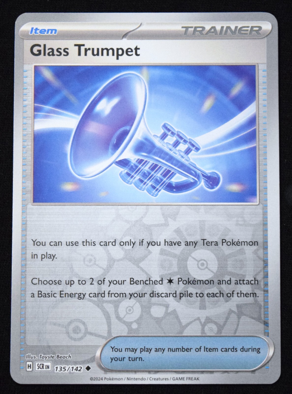 Pokemon TCG Glass Trumpet 135/142 Stellar Crown Reverse Holo Uncommon Card - NM