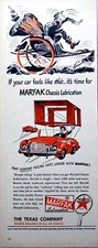1948 Vintage Magazine Page Ad Texaco Marfak Car Chassis Lubrication