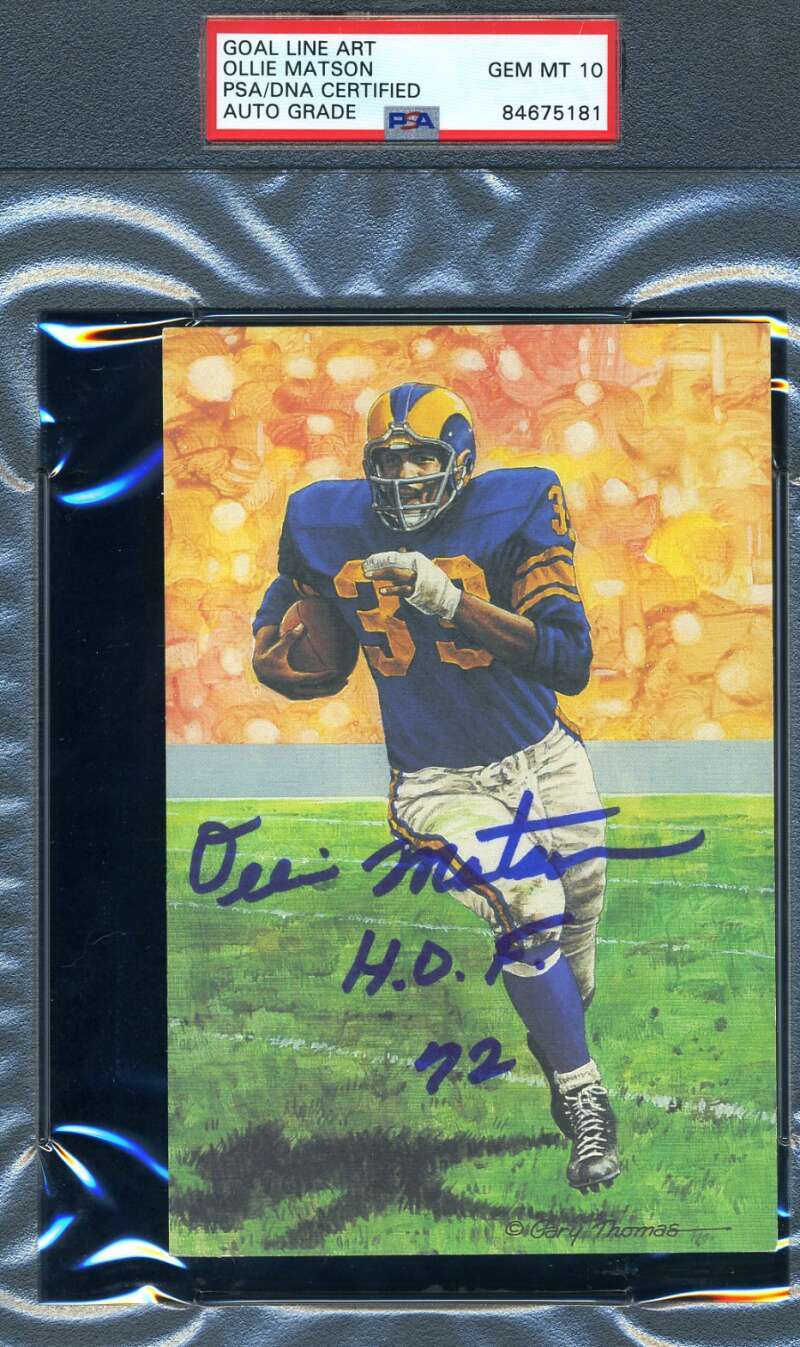 Ollie Matson Gem Mint 10 PSA DNA Slabbed Signed Goal Line Autograph GLAC