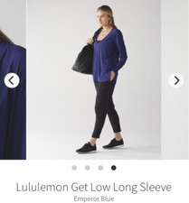 Lululemon Get Low Long Sleeve. Sheer, Emperor Blue. Sz 6
