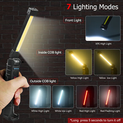 2-Pack Magnetic Base LED COB Work Lights - Rechargeable Mechanic Flashlight With 3600mAh Battery, 6000+ Lumens 3 thumbnail image
