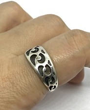 Vintage Native American Sterling Silver Large Band Ring Sz. 10