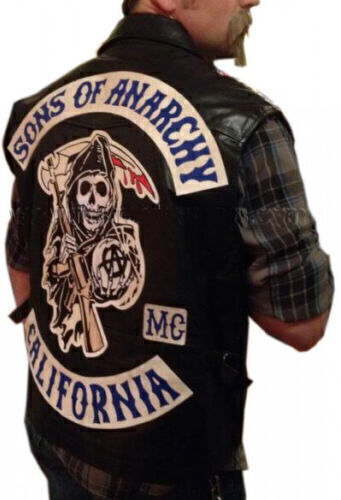 New Sons of Anarchy Biker Vest | SOA Motorcycle Highway Gangs Real Leather Vest - Picture 1 of 4