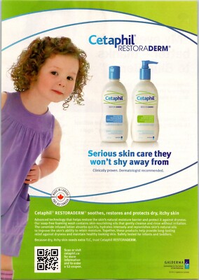 PRINT AD 2012 Cetaphil Restoraderm Moisture Body Wash Lotion Canada 7.5x11