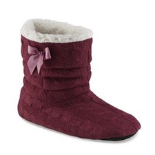 Joe Boxer Women's Purple Cable Knit Bootie Slippers Size 4-10