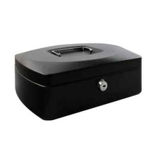 Lockable Cash Money Box 12 Inch Black  With 2 keys and coin tray