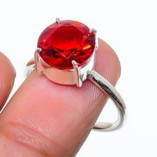 Red Garnet Gemstone Handmade 925 Sterling Silver Jewelry Ring Size 7 US 