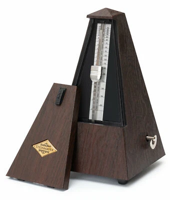 Metronom Mechanisch Taktgeber Pendel Tempo Pyramide Glocke Holz Optik Braun - Bild 1 von 4