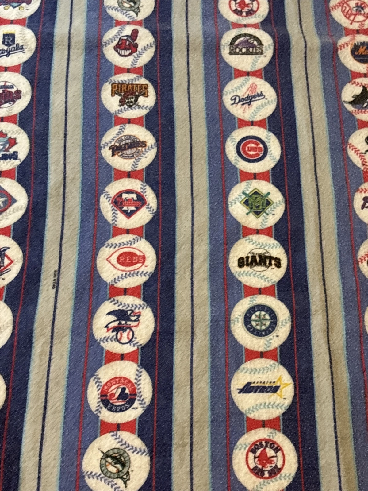 Vintage  Baseball Fleece Blanket Throwback Logos 1998 88 X 72