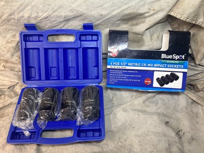 Blue Spot Axle Hub Nut DEEP IMPACT Socket Set 1/2''Dr Shaft Socket 30 32 34 36MM