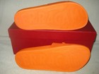 100% AUTHENTIC NEW MEN FERRAGAMO GROOVE 11 ORANGE SLIDE LEATHER SANDALS US 10 D — photo 8