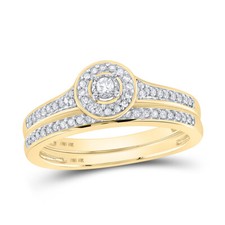 10kt Yellow Gold Womens Round Diamond Bridal Wedding Engagement Ring Band S