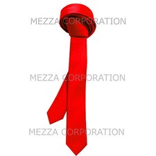 New Vesuvio Napoli Men's 1.5" skinny necktie only solid polyester Red formal