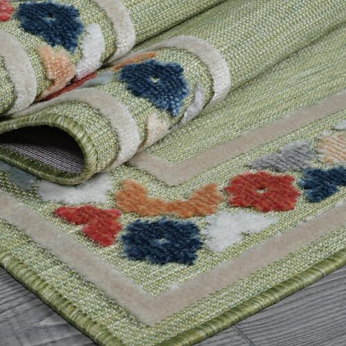 Outdoor Rug 5x7 Bordered Modern Floral Area Rugs for 5' x 7' Bordered