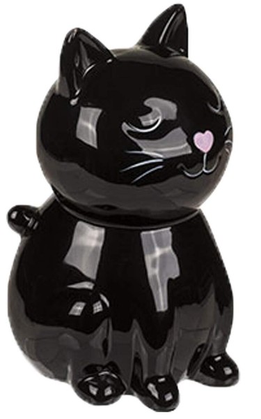Spardose Katzen Figur Keramik Schwarz Mit Schloß KäTzchen Geschenk Sparschwein-image