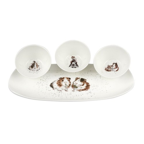 Royal Worcester Wrendale Designs 3 Bowl and Tray Set (Guinea Pigs) - Picture 2 of 2
