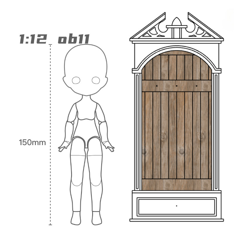 1/12 Scale Dollhouse Miniatures Furniture Vintage Wardrobe