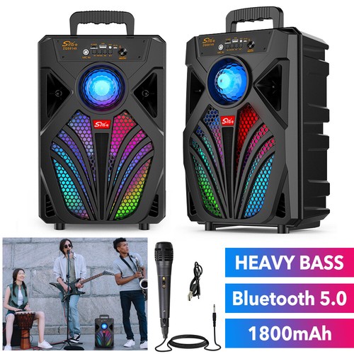 2000W 8" Bluetooth Speaker Stereo Subwoofer Heavy Bass Sound Karaoke Machine Mic - Picture 2 of 17